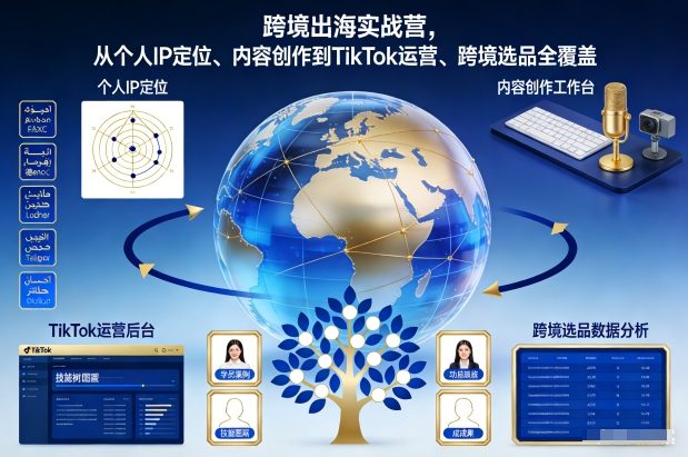 跨境出海实战营，从个人IP定位、内容创作到TikTok运营、跨境选品全覆盖-鸿雁学习网