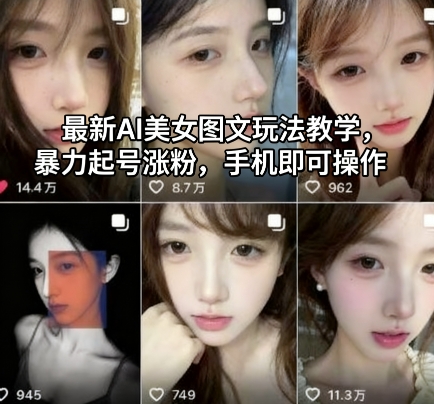 最新AI美女图文玩法教学，暴力起号涨粉，手机即可操作-鸿雁学习网