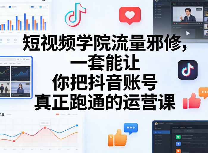 短视频学院流量邪修，一套能让你把抖音账号真正跑通的运营课-鸿雁学习网