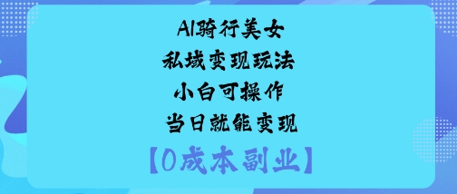 AI骑行美女私域变现玩法小白可操作当日就能变现-鸿雁学习网