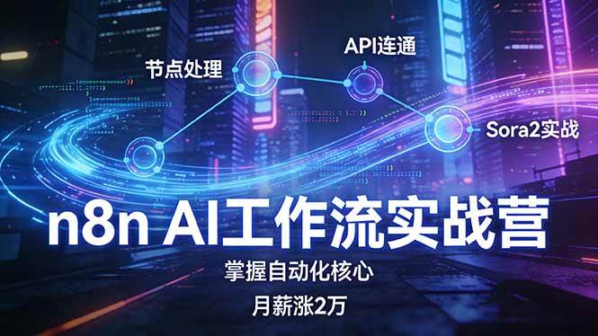 （17458期）n8n AI工作流实战营，节点处理+API连通+Sora2实战，掌握自动化核心月薪涨2万-鸿雁学习网
