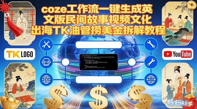 Coze扣子工作流一键生成英文版民间故事视频，文化出海TK油管捞美金拆解教程-鸿雁学习网