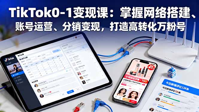 TikTok0-1变现课：掌握网络搭建、账号运营、分销变现，打造高转化万粉号-鸿雁学习网