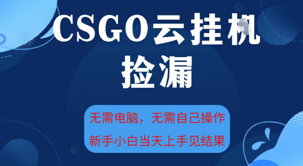 CSGO云挂G全自动捡漏，最新独家玩法，无需电脑操作，新手小白日入5张+【揭秘】-鸿雁学习网