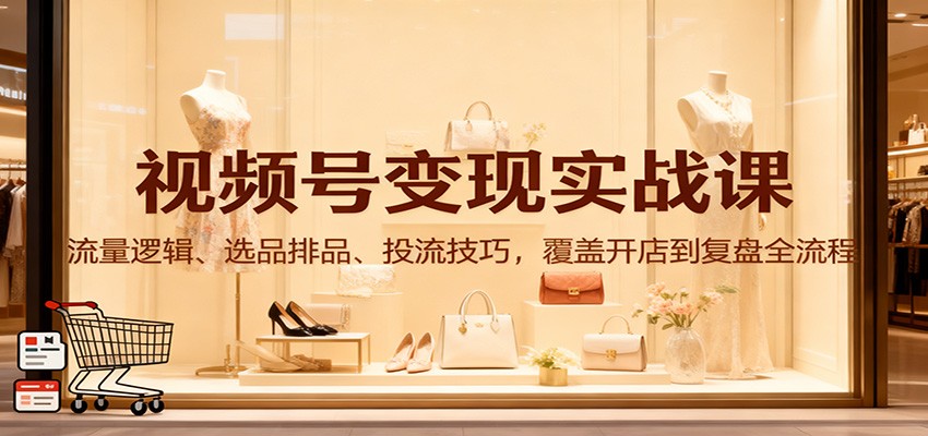 视频号变现实战课：流量逻辑、选品排品、投流技巧，覆盖开店到复盘全流程-鸿雁学习网