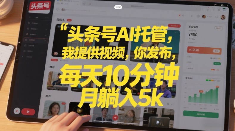 头条号AI托管，我提供视频，你发布，每天10分钟，月躺入5k+【揭秘】-鸿雁学习网