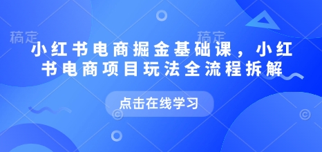 小红书电商掘金课，小红书电商项目玩法全流程拆解（更新9月）-鸿雁学习网
