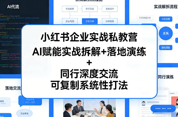 小红书企业实战私教营，AI赋能实战拆解+落地演练+同行深度交流，可复制系统性打法-鸿雁学习网