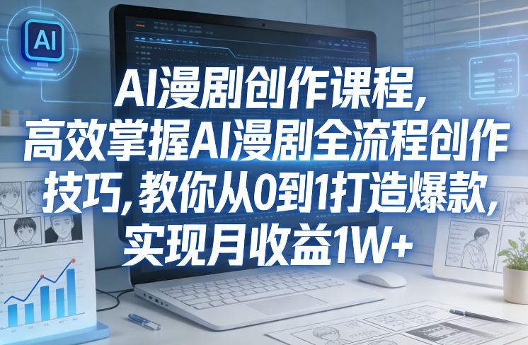 某社群AI漫剧创作课程，高效掌握AI漫剧全流程创作技巧，教你从0到1打造爆款，实现月收益1W+-鸿雁学习网
