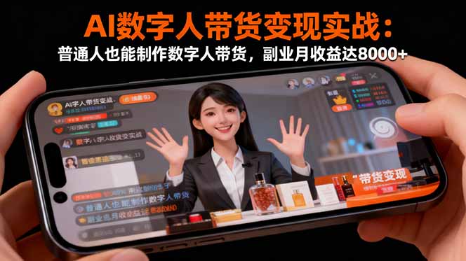 AI数字人带货变现实战：普通人也能制作数字人带货，副业月收益达8000+-鸿雁学习网