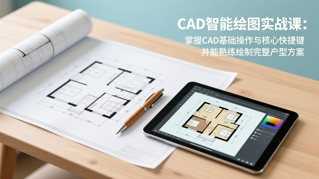 CAD智能绘图实战课：掌握CAD基础操作与核心快捷键，并能熟练绘制完整户型方案-鸿雁学习网