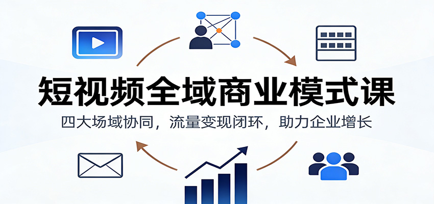 短视频全域商业模式课：四大场域协同，流量变现闭环，助力企业增长-鸿雁学习网