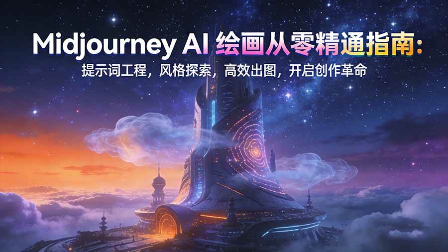 （17118期）Midjourney AI绘画从零精通指南：提示词工程，风格探索，高效出图，开启创作革命-鸿雁学习网