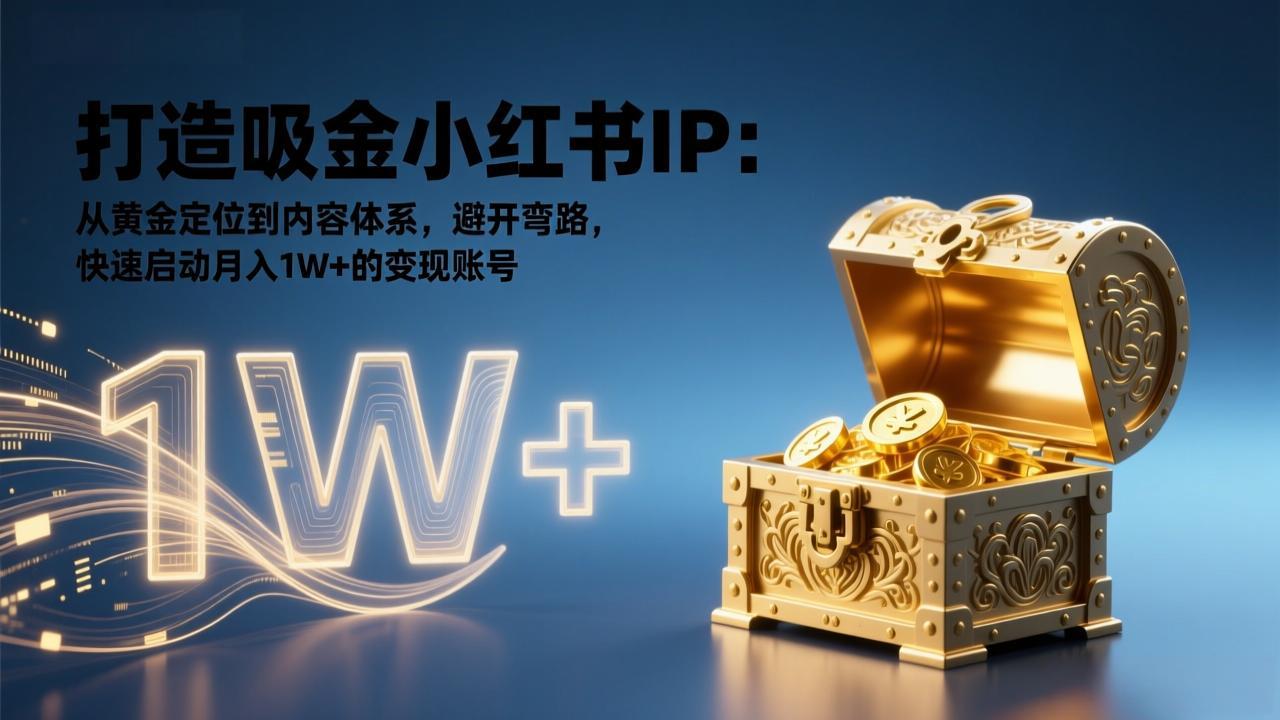打造吸金小红书IP：从黄金定位到内容体系，避开弯路，快速启动月入1W+的变现账号-鸿雁学习网