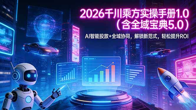 （17625期）2026 千川乘方实操手册 1.0（含全域宝典 5.0）AI 智能投放+全域协同，解锁新范式，轻松提升ROI-鸿雁学习网