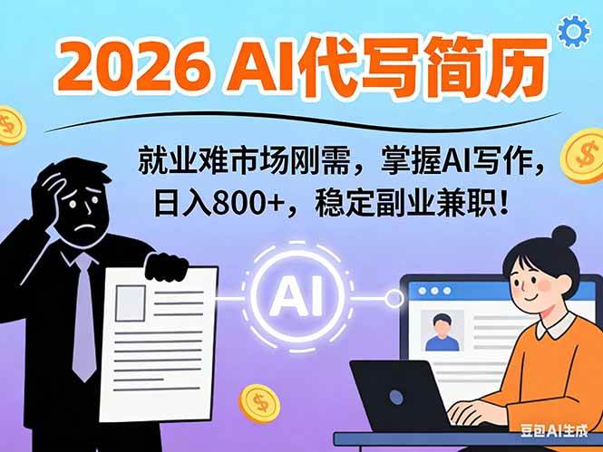 （17119期）AI代写简历，超暴利，用万能模板月入1-3万实战教程，2026年市场刚需！-鸿雁学习网