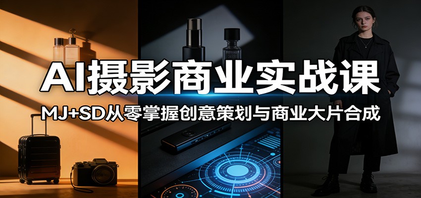 AI摄影商业实战课：MJ+SD从零掌握创意策划与商业大片合成-鸿雁学习网