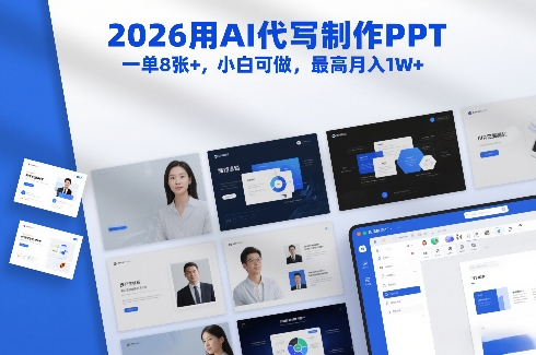 2026用AI代写制作PPT,一单8张+,小白可做,最高月入1W+-鸿雁学习网