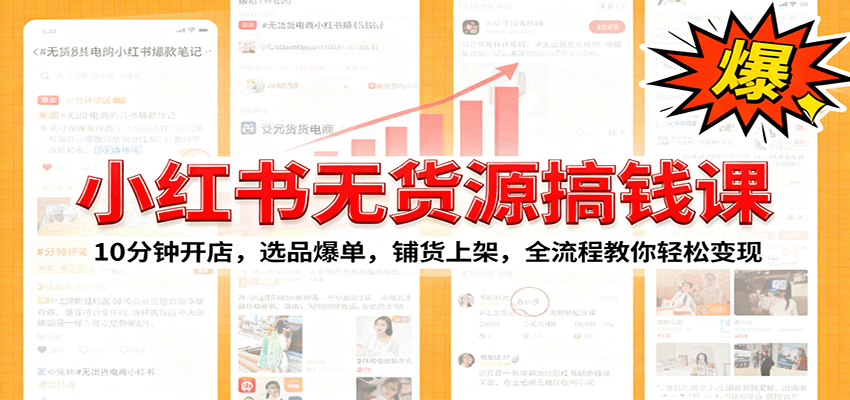 小红书无货源爆单课：10分钟开店，选品爆单，铺货上架，全流程教你轻松变现-鸿雁学习网