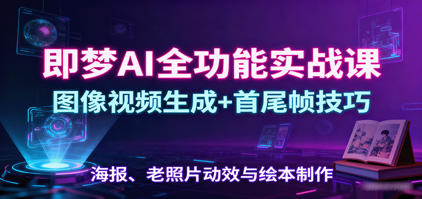 即梦AI全功能实战课：图像视频生成+首尾帧技巧，海报、老照片动效与绘本制作-鸿雁学习网