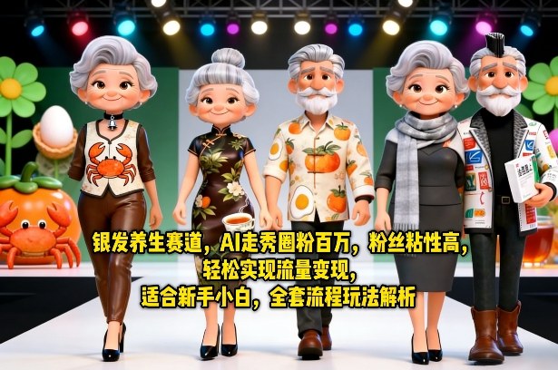 银发养生赛道，AI走秀圈粉百万，粉丝粘性高，轻松实现流量变现，适合新手小白，全套流程玩法解析-鸿雁学习网