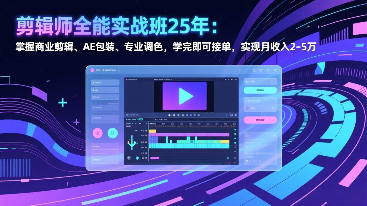 （17294期）剪辑师全能实战班25年：掌握商业剪辑、AE包装、专业调色，学完即可接单，实现月收入2-5万-鸿雁学习网