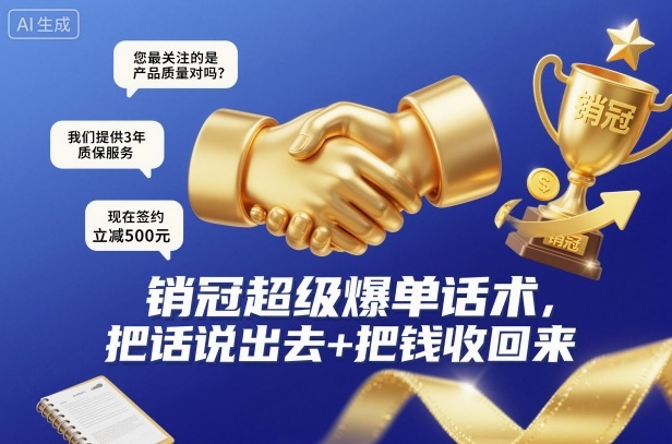 销冠超级爆单话术，把话说出去+把钱收回来-鸿雁学习网