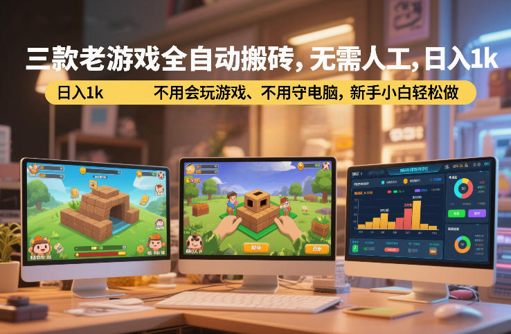 三款老游戏全自动搬砖，无需人工，日入1k，不用会玩游戏、不用守电脑，新手小白轻松做【揭秘】-鸿雁学习网
