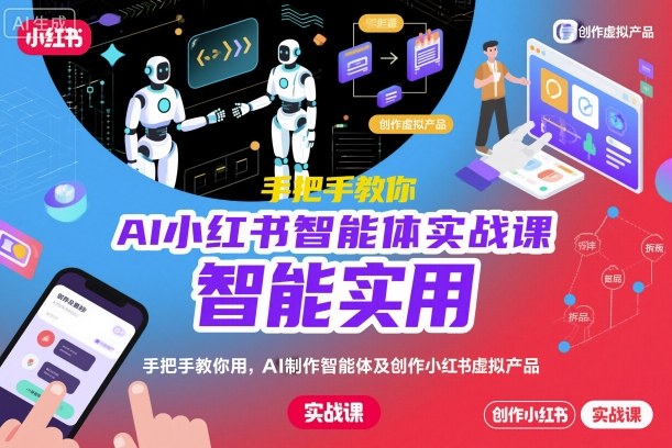 AI小红书智能体实战课，手把手教你用AI制作智能体及创作小红书虚拟产品，提效+内容商业化-鸿雁学习网