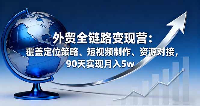 （16173期）外贸全链路变现营：覆盖定位策略、短视频制作、资源对接，90天实现月入5w-鸿雁学习网