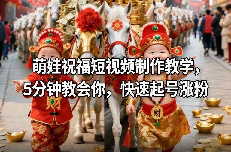 萌娃祝福短视频制作教学，5分钟教会你，快速起号涨粉-鸿雁学习网