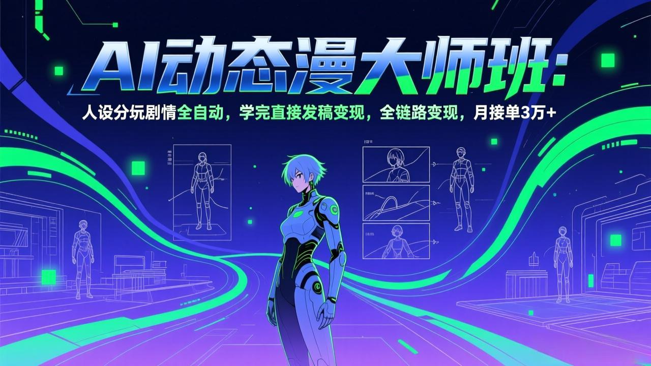 AI动态漫剧大师班：人设分镜剧情全自动，学完直接发稿变现，全链路变现，月接单3万+-鸿雁学习网