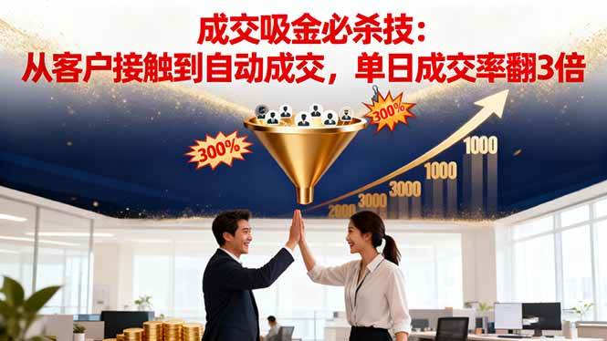 （16432期）吸金成交营销必杀技：从客户接触到自动成交，单日成交率翻3倍-鸿雁学习网