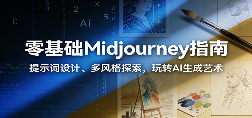 零基础Midjourney指南：提示词设计、多风格探索，玩转AI生成艺术-鸿雁学习网