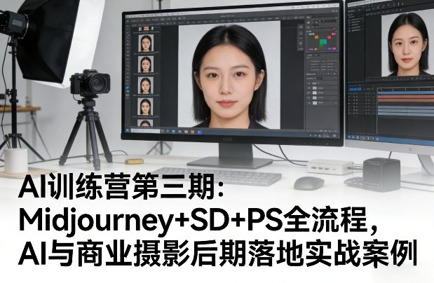 AI训练营第三期：Midjourney+SD+PS全流程，AI与商业摄影后期落地实战案例-鸿雁学习网