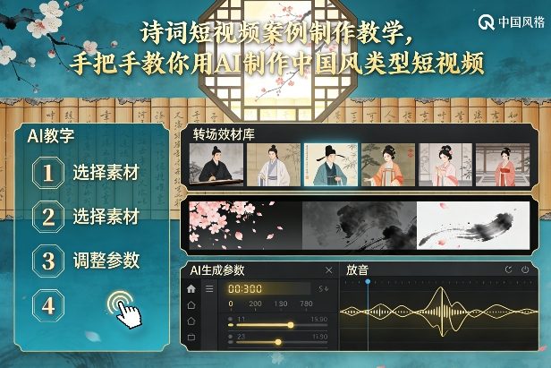 古诗词短视频案例制作教学，手把手教你用AI制作中国风类型短视频-鸿雁学习网