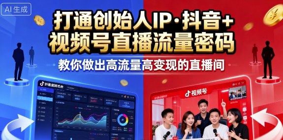 25年直播9-10两期线下课，打通创始人IP，抖音+视频号直播流量密码，教你做出高流量高变现的直播间-鸿雁学习网