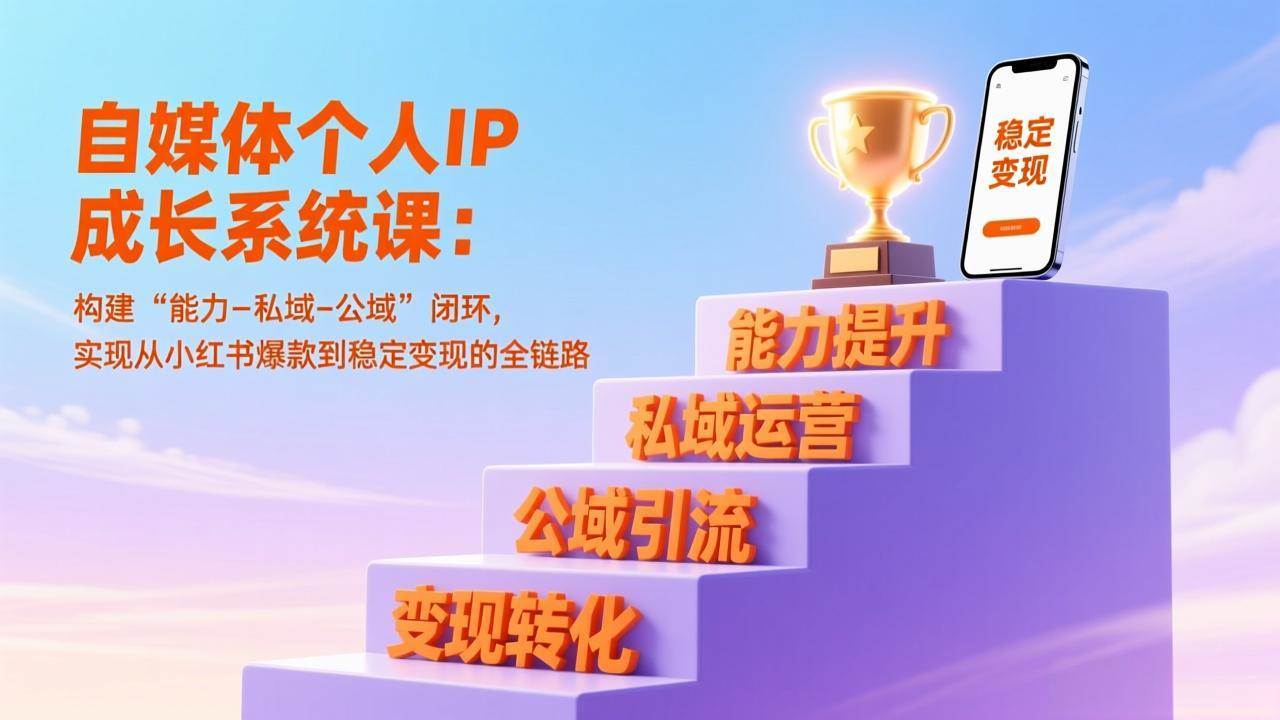 （17192期）自媒体个人IP成长系统课：构建“能力-私域-公域”闭环，实现从小红书爆款到稳定变现的全链路-鸿雁学习网