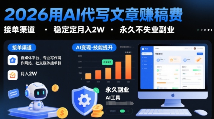 2026用AI代写文章賺稿费，提供接单渠道，稳定月入2W，永久不失业副业-鸿雁学习网