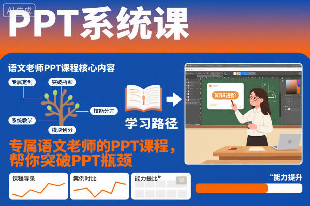 PPT系统课，专属语文老师的PPT课程，帮你突破PPT瓶颈-鸿雁学习网
