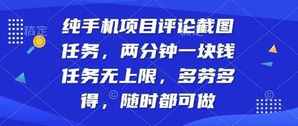 纯手机项目评论截图任务，两分钟一块钱多劳多得，随时随地都能做【揭秘】-鸿雁学习网
