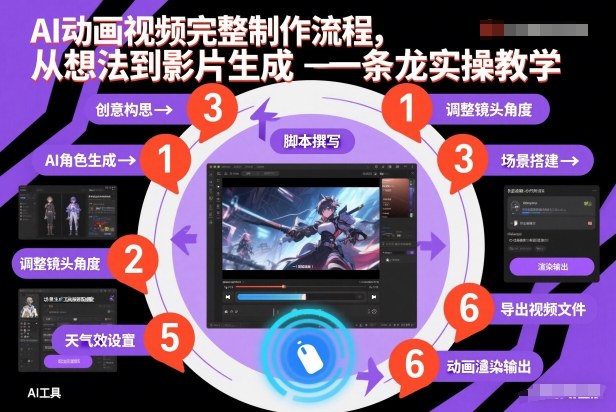 AI动画视频完整制作流程，从想法到影片生成一条龙实操教学-鸿雁学习网