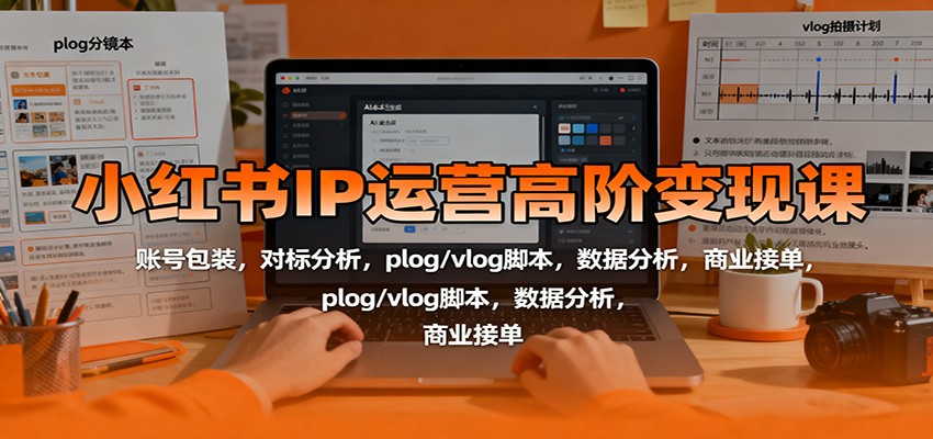 小红书IP运营高阶变现课：账号包装，对标分析，plog/vlog脚本，数据分析，商业接单-鸿雁学习网