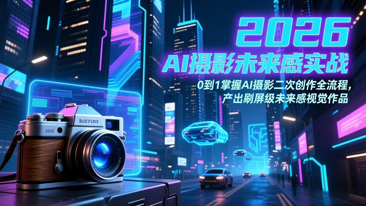 2026 AI摄影未来感实战：0到1掌握AI摄影二次创作全流程，产出刷屏级未来感视觉作品-鸿雁学习网