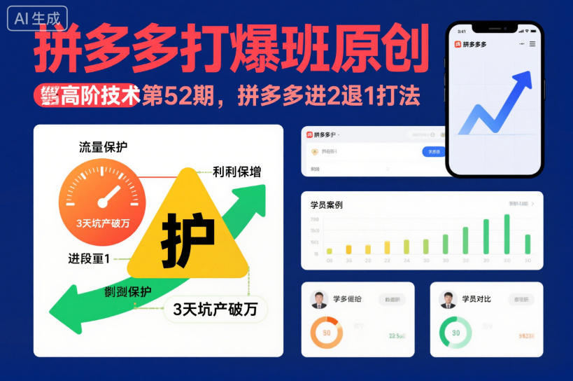 拼多多打爆班原创高阶技术第52期，拼多多进2退1打法-鸿雁学习网