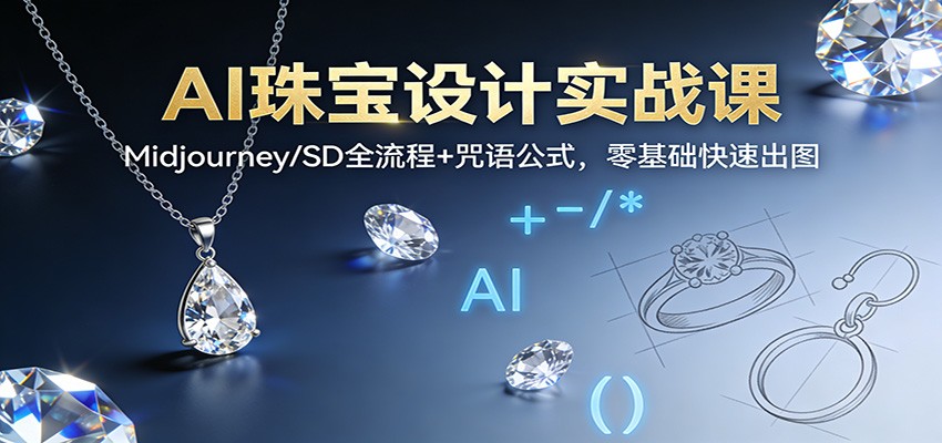 AI珠宝设计实战课：Midjourney/SD全流程+咒语公式，零基础快速出图-鸿雁学习网