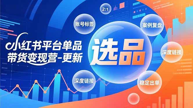 （16979期）小红书平台单品带货变现营-更新，极致选品、账号标签、案例复盘，深度链接，快速启动稳定出单-鸿雁学习网