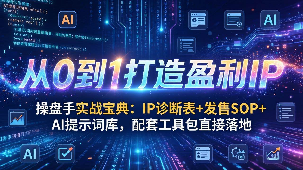 （17593期）操盘手实战宝典：IP诊断表+发售SOP+AI提示词库，配套工具包直接落地，从0到1打造盈利IP-鸿雁学习网
