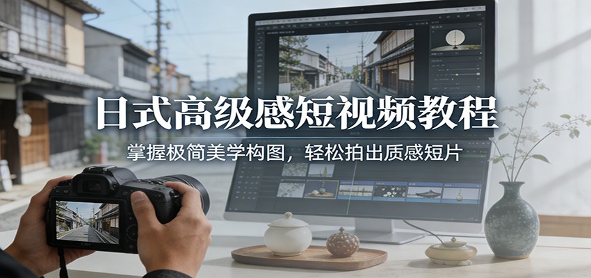 日式高级感短视频教程：掌握极简美学构图，轻松拍出质感短片-鸿雁学习网