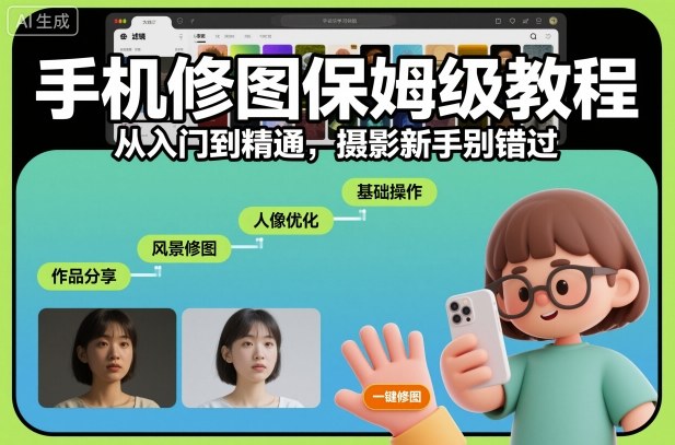 手机修图保姆级教程，从入门到精通，摄影新手别错过-鸿雁学习网